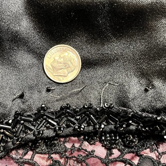 Antique Victorian Fortune Teller Topper Dress Top Black Satin Beaded & Tassels - Picture 11 of 16